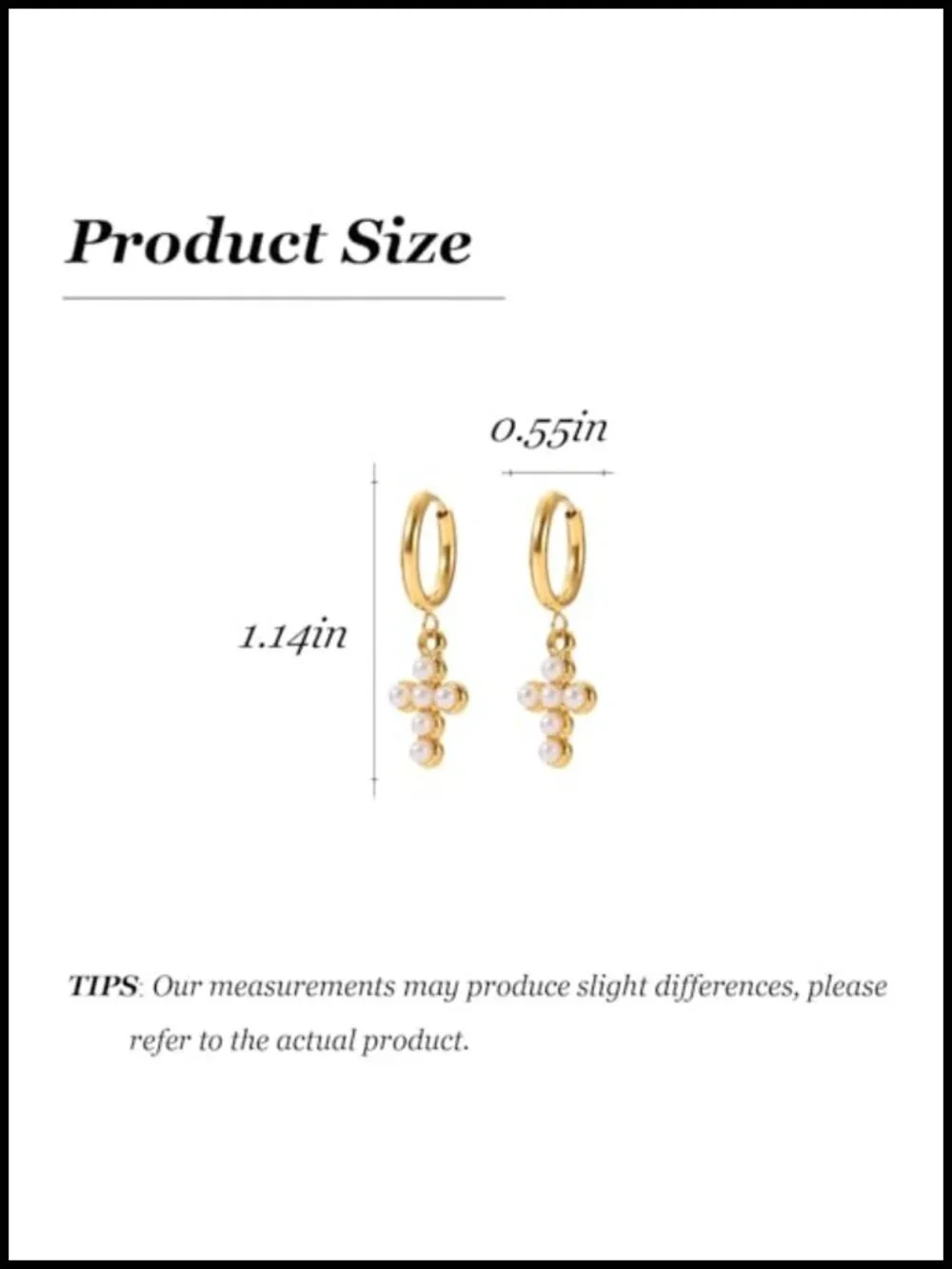 Dainty Gold Cross Drop Earrings for Women, Trendy Huggie Hoop Statement